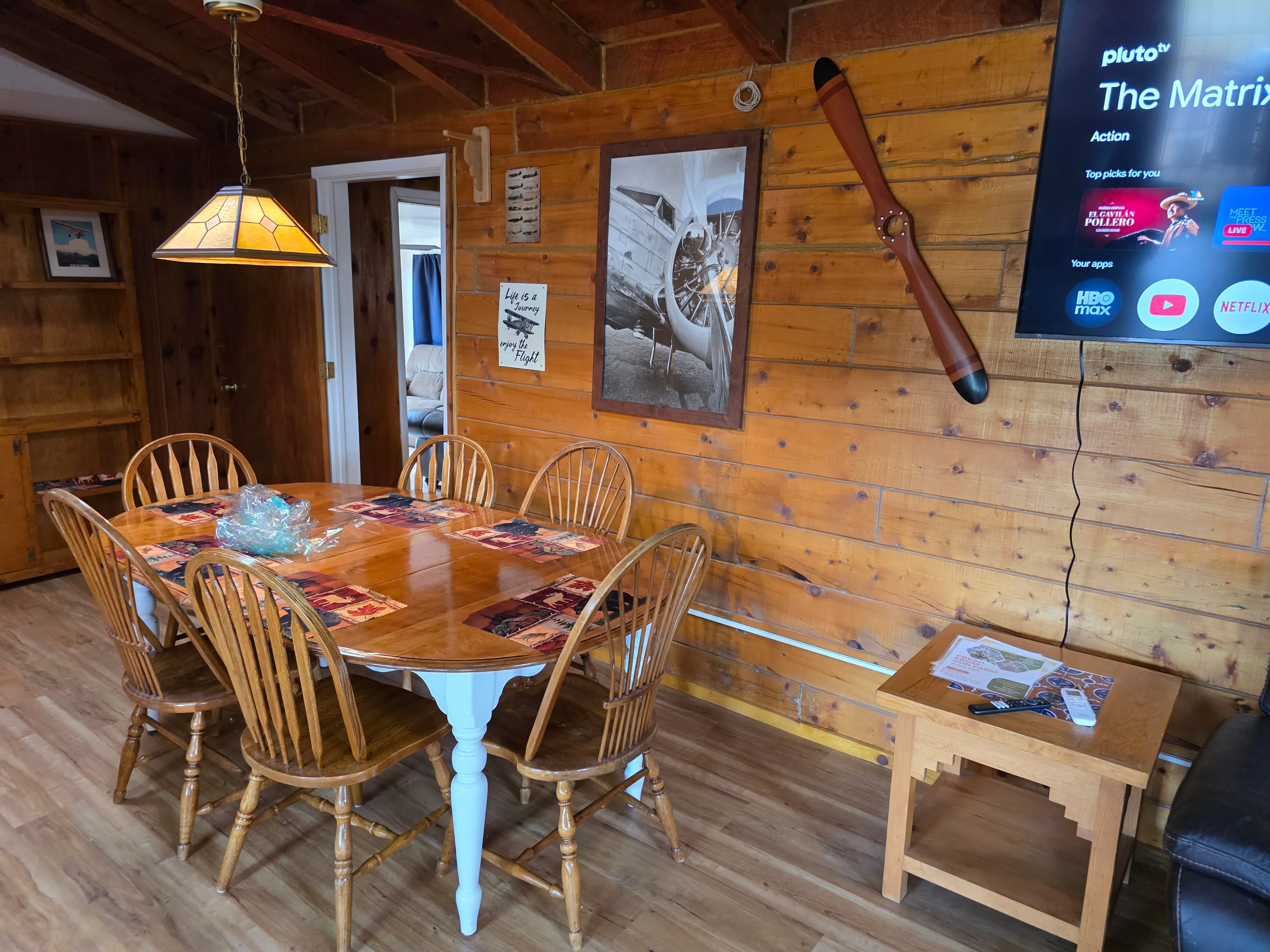 Dining table for six, aviation decor