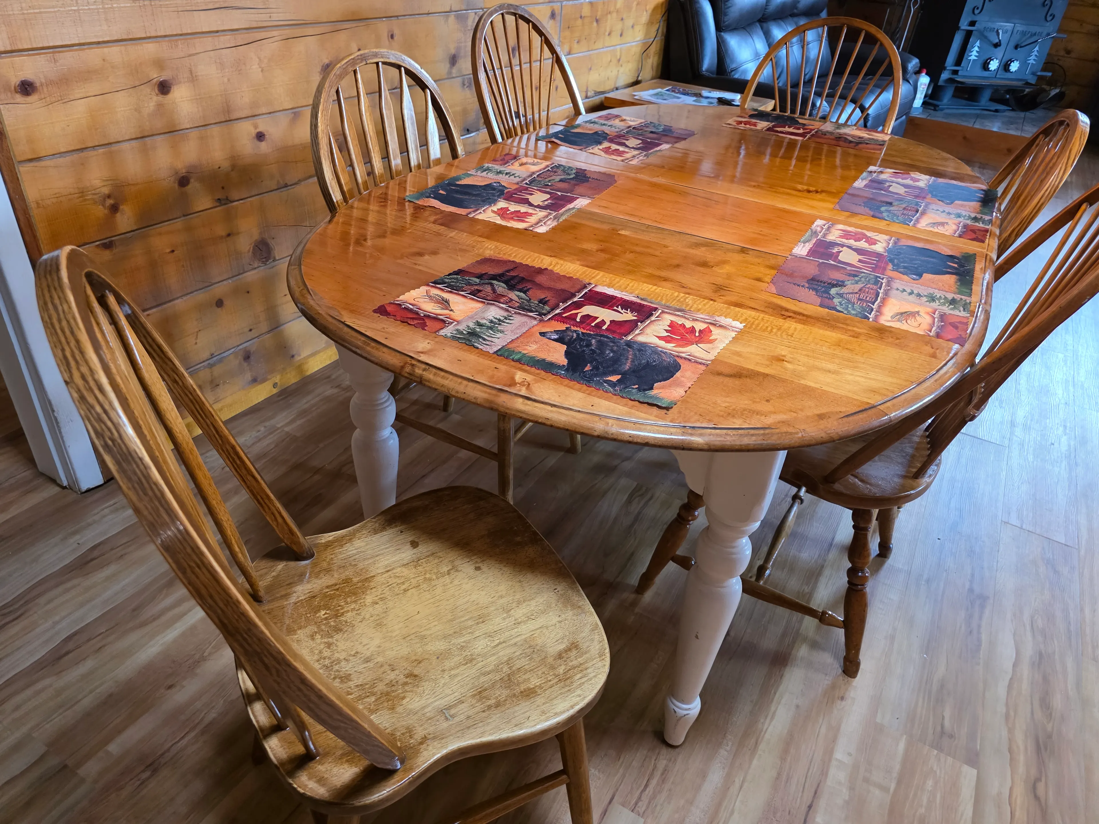Dining table and six chairs