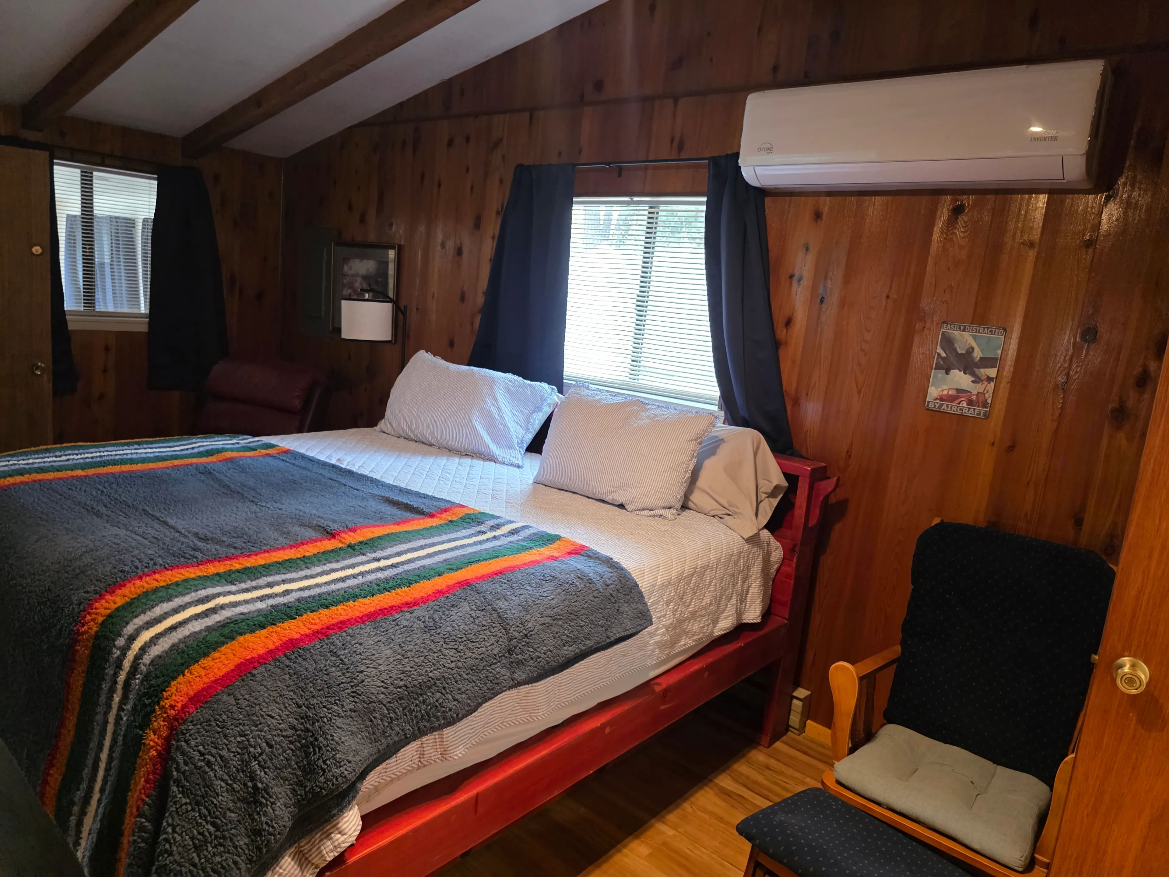 king bedroom with mini split