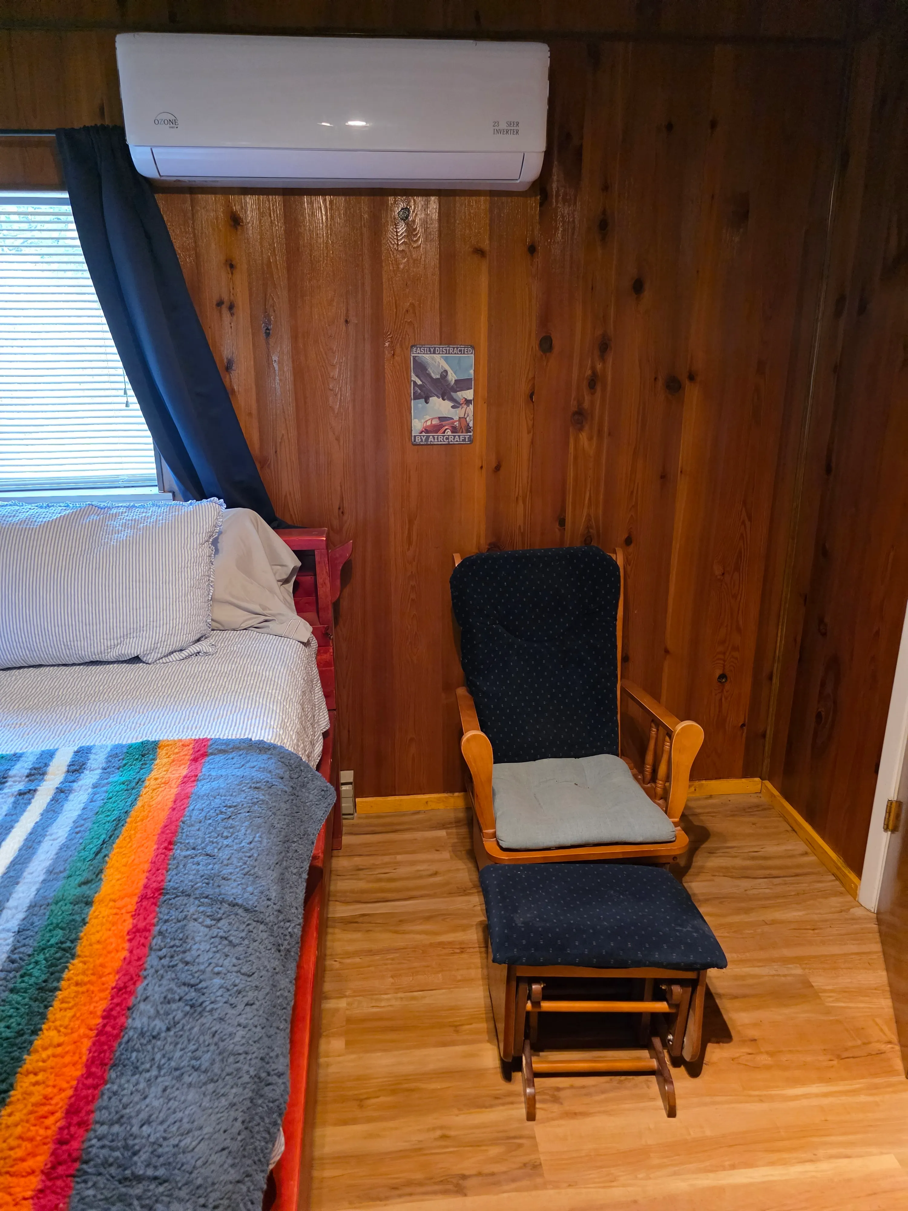 bedroom corner, glider chair