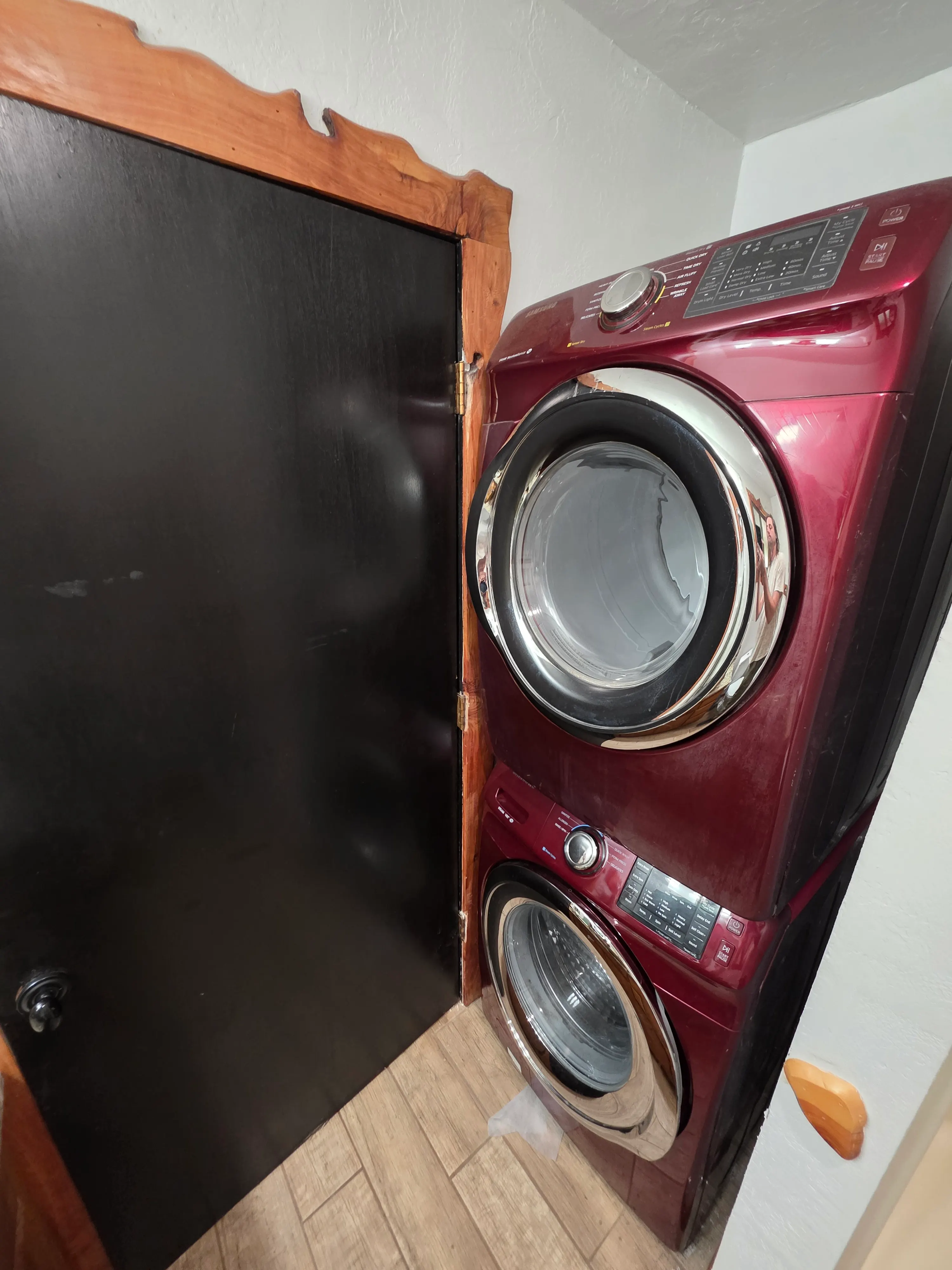 Stacked washer and dryer closet