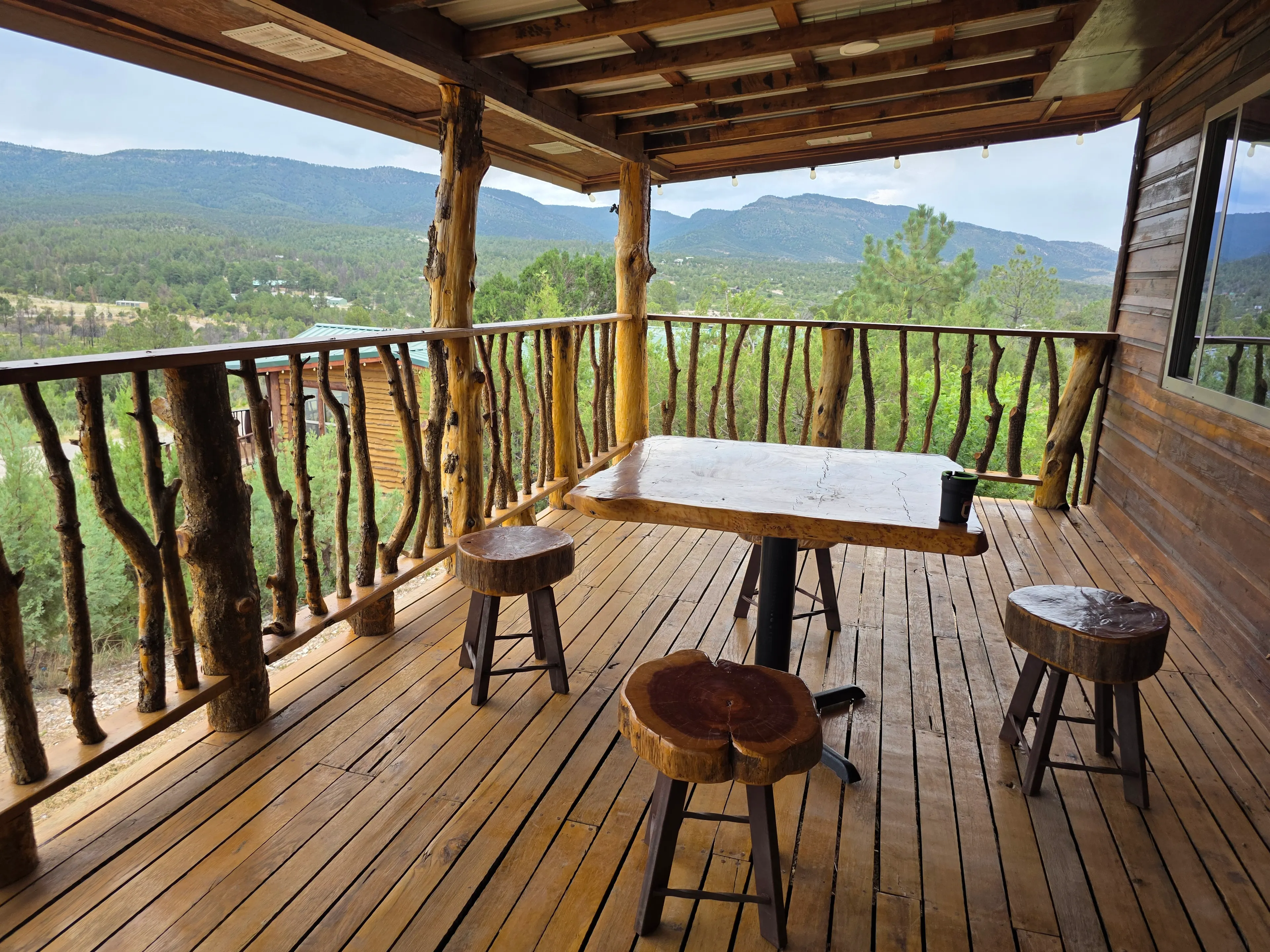 Deck dining set, sweeping views