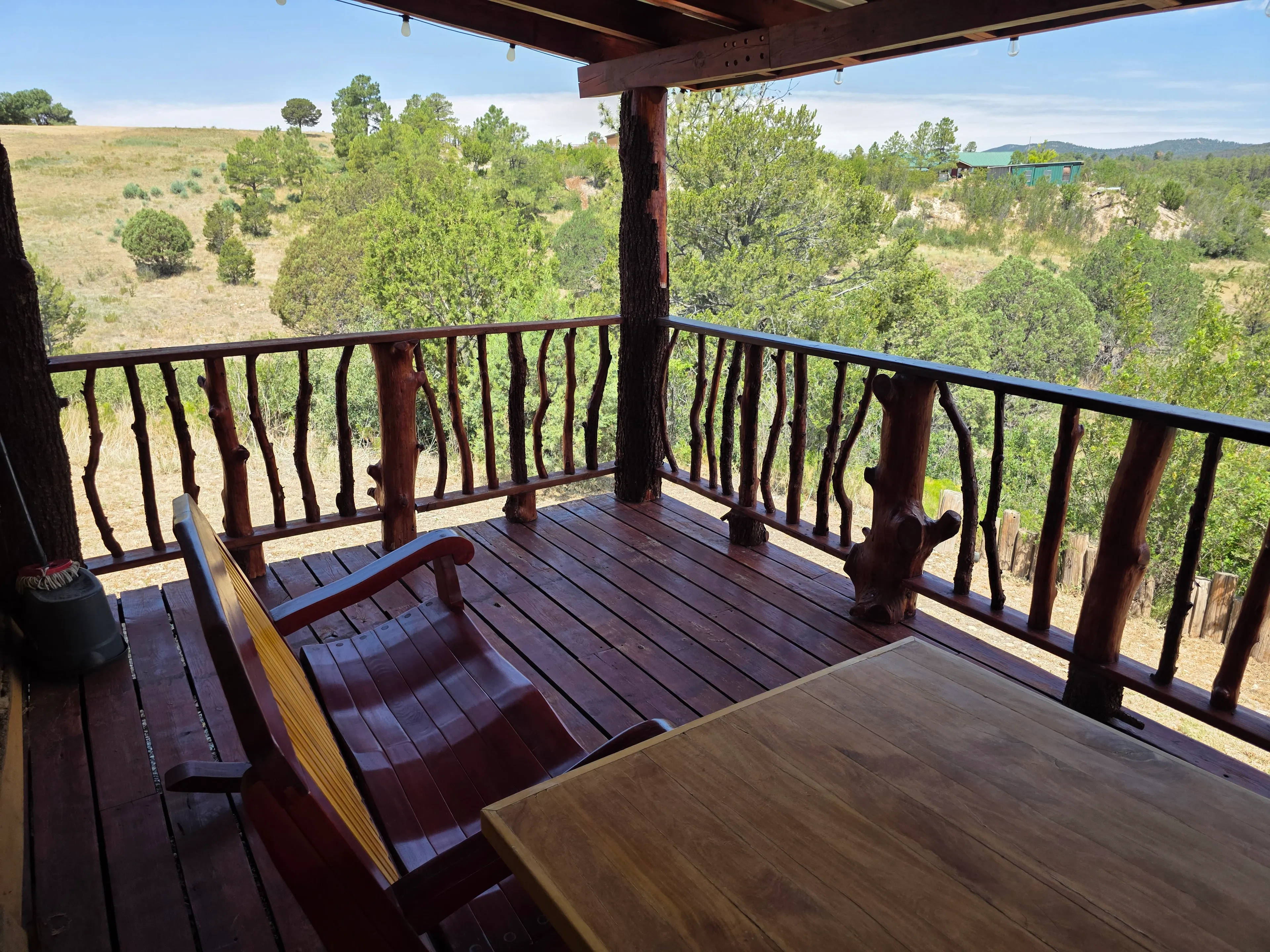 Deck bench and table, view