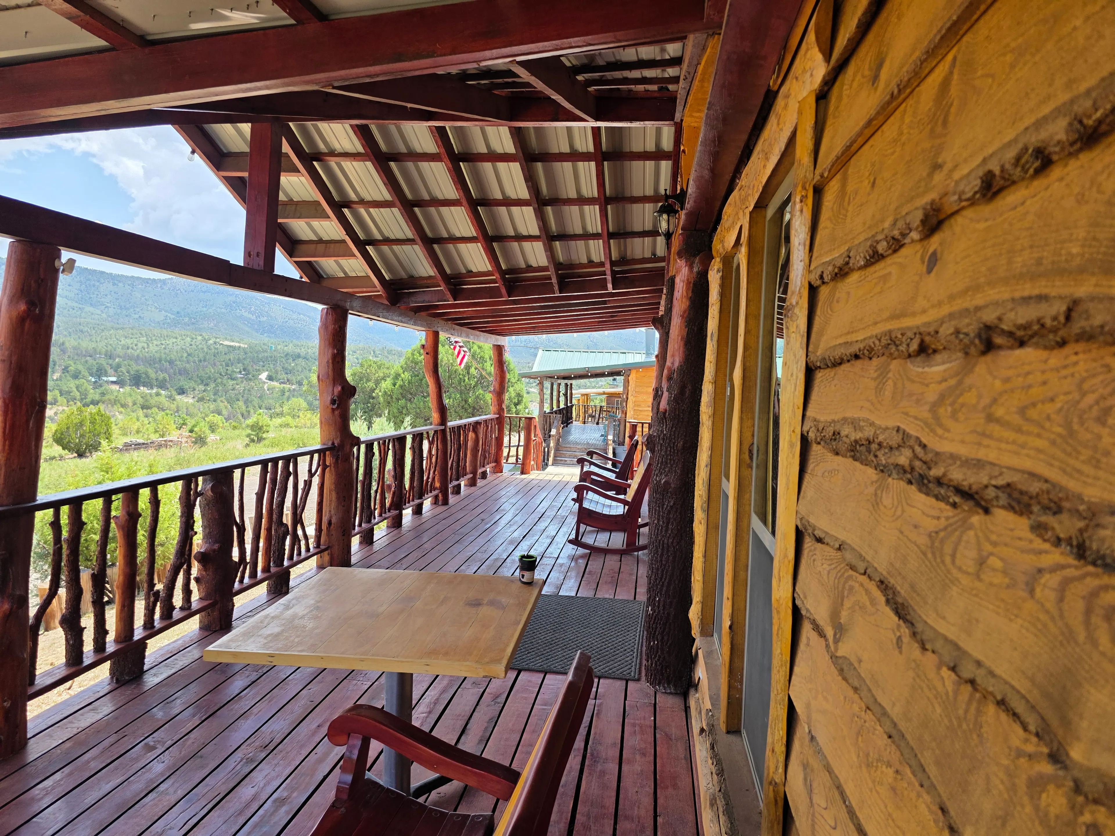 Porch table with mountain view