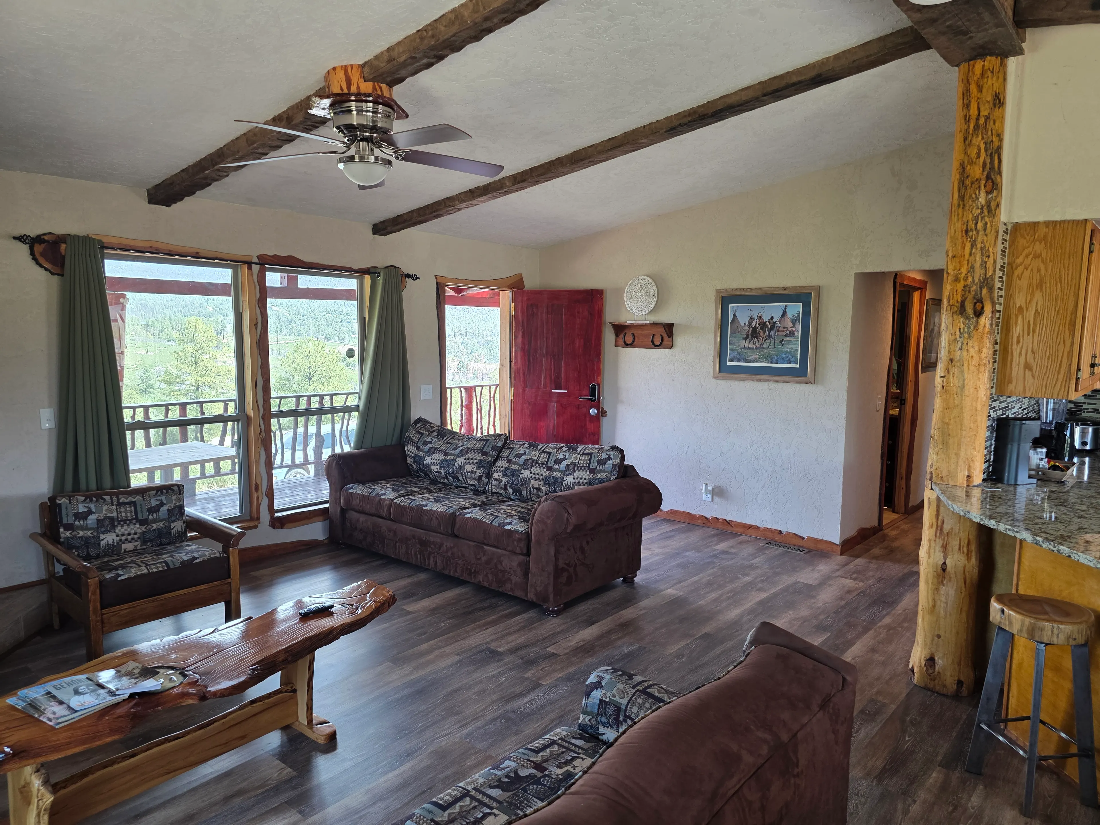 Living room with deck view