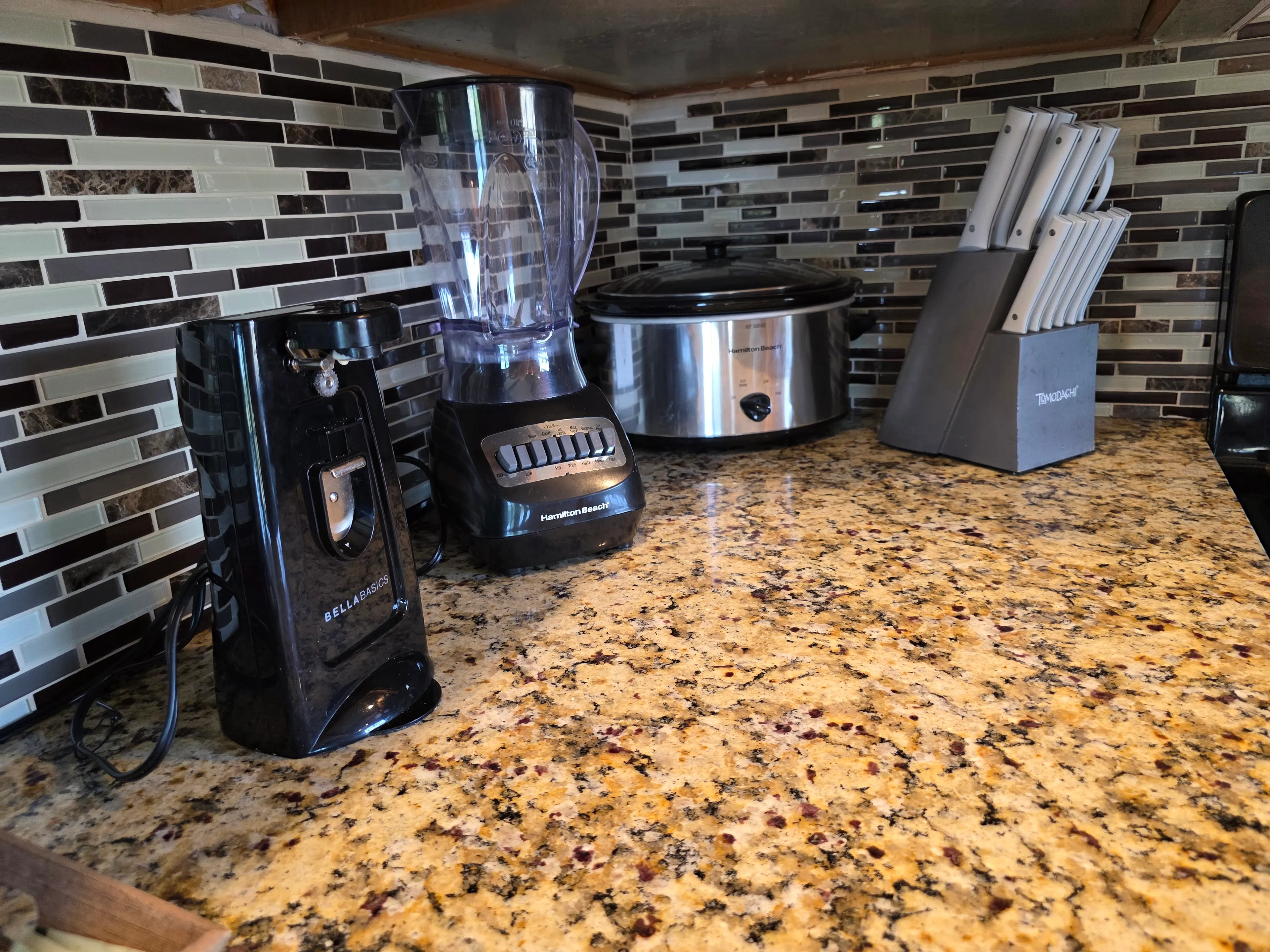 small appliances lineup on counter