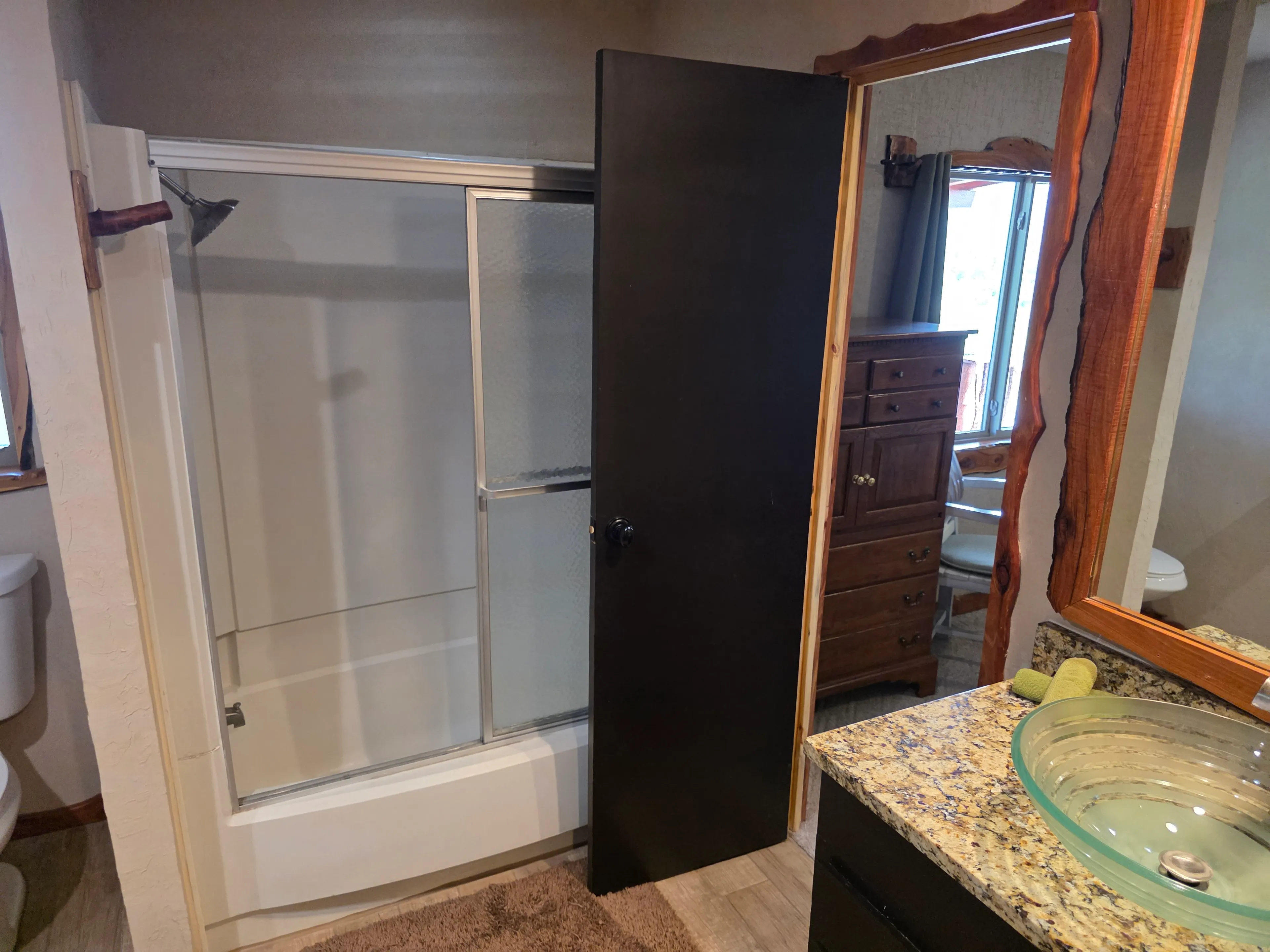 tub shower with sliding doors