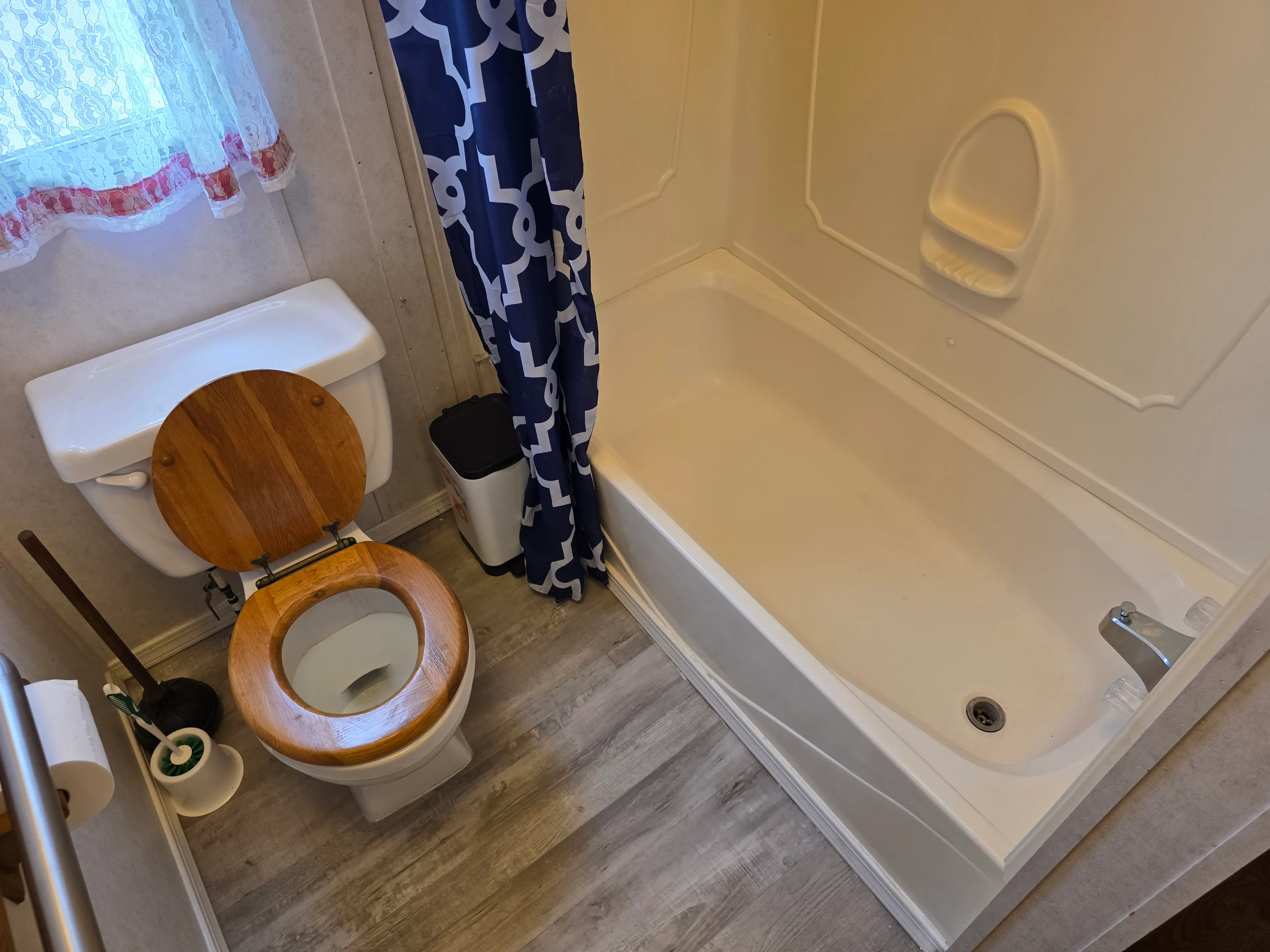 Toilet and tub-shower combo