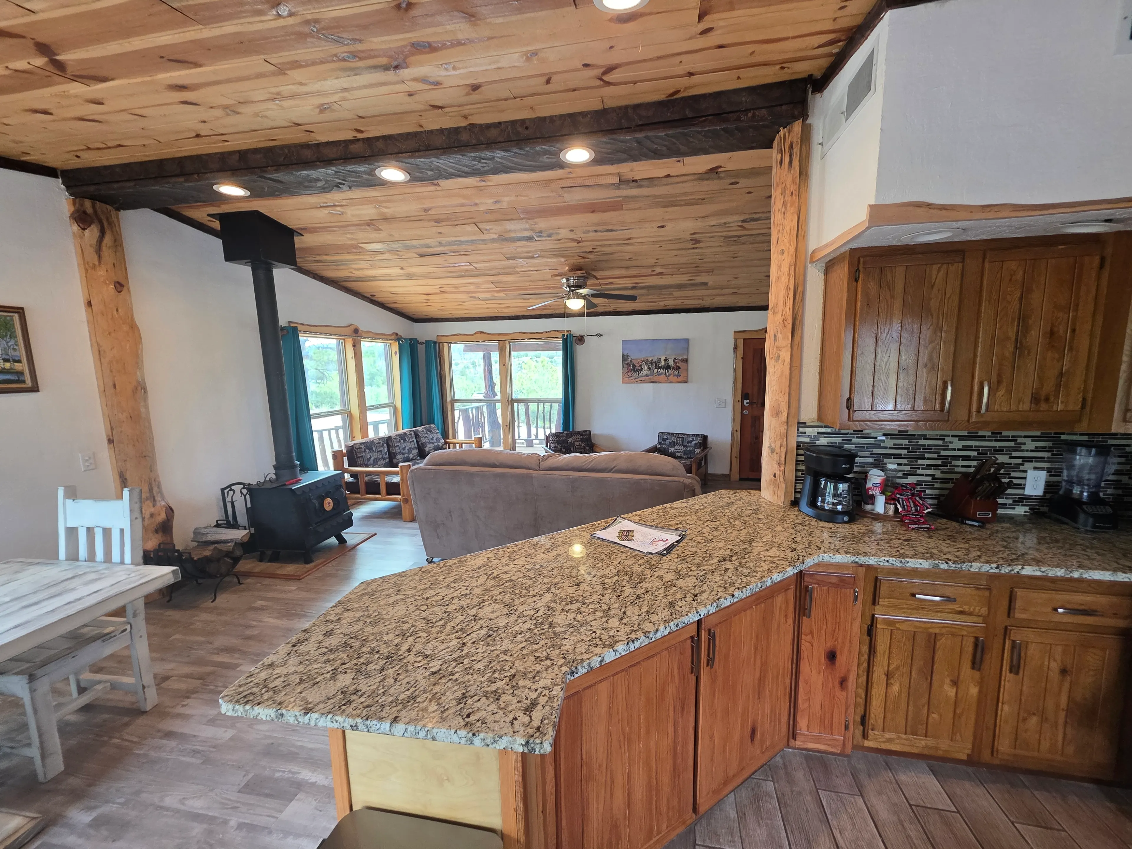 granite island toward living room