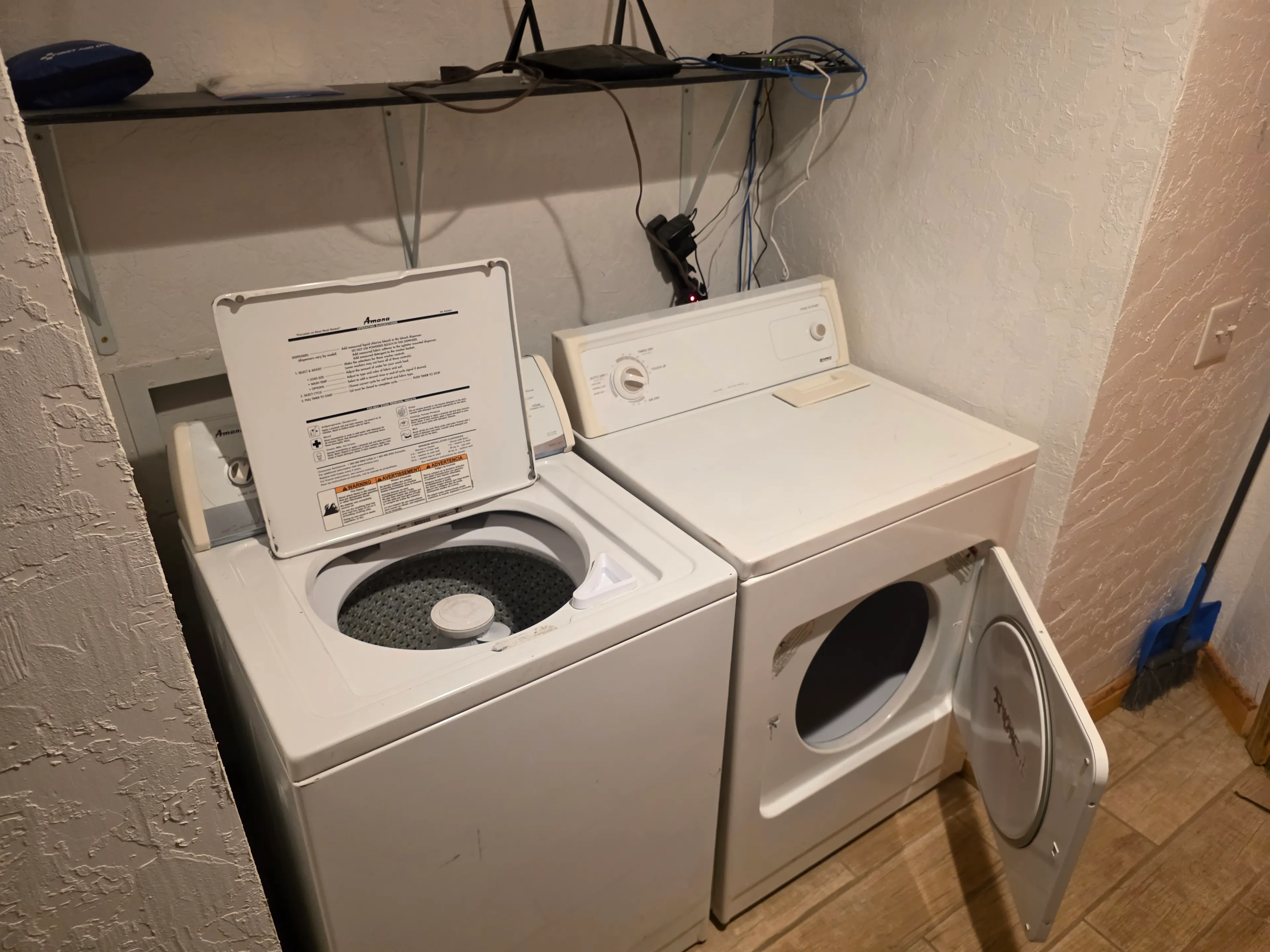 washer and dryer, lids open