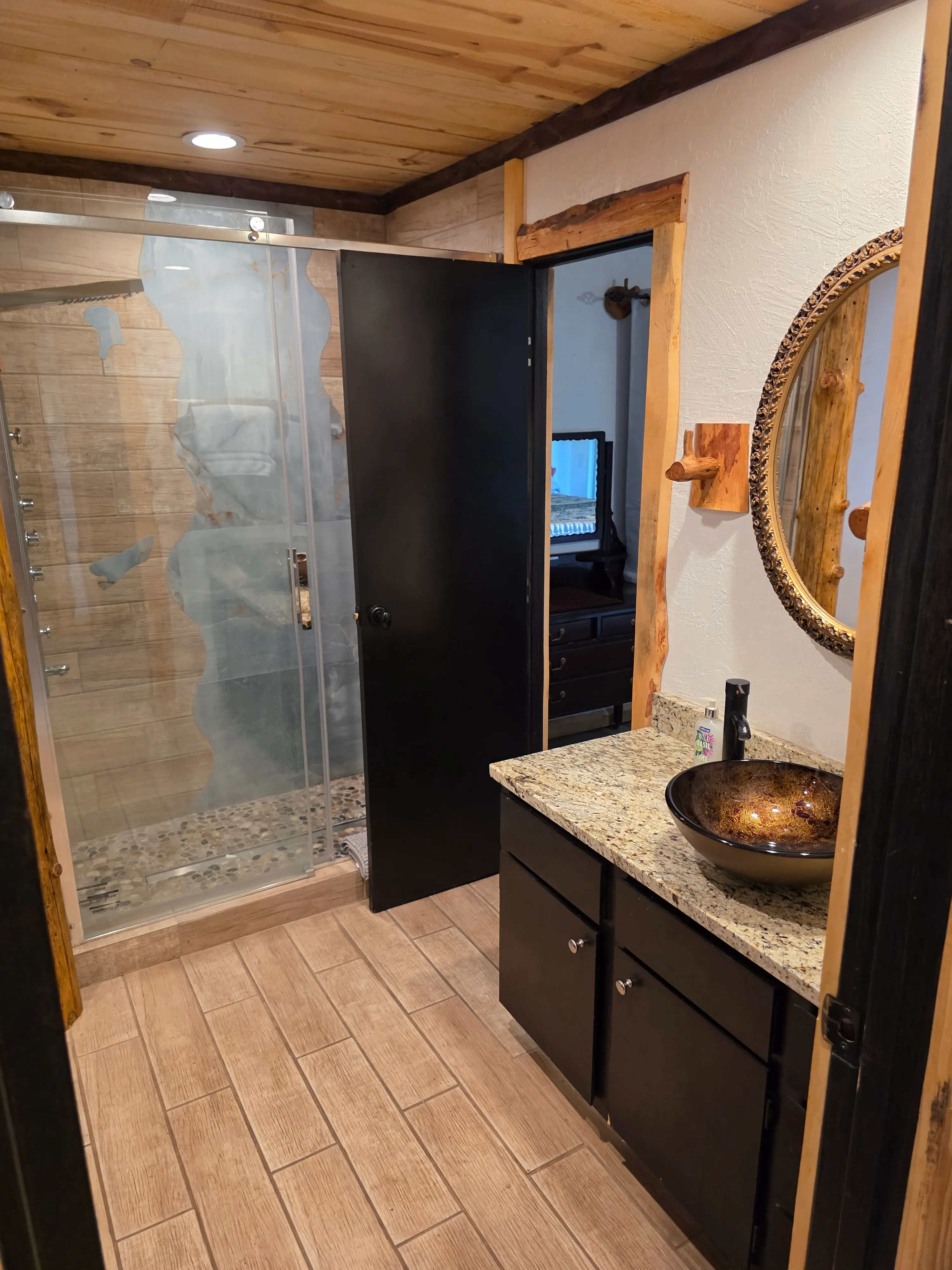 bathroom with glass walk-in shower