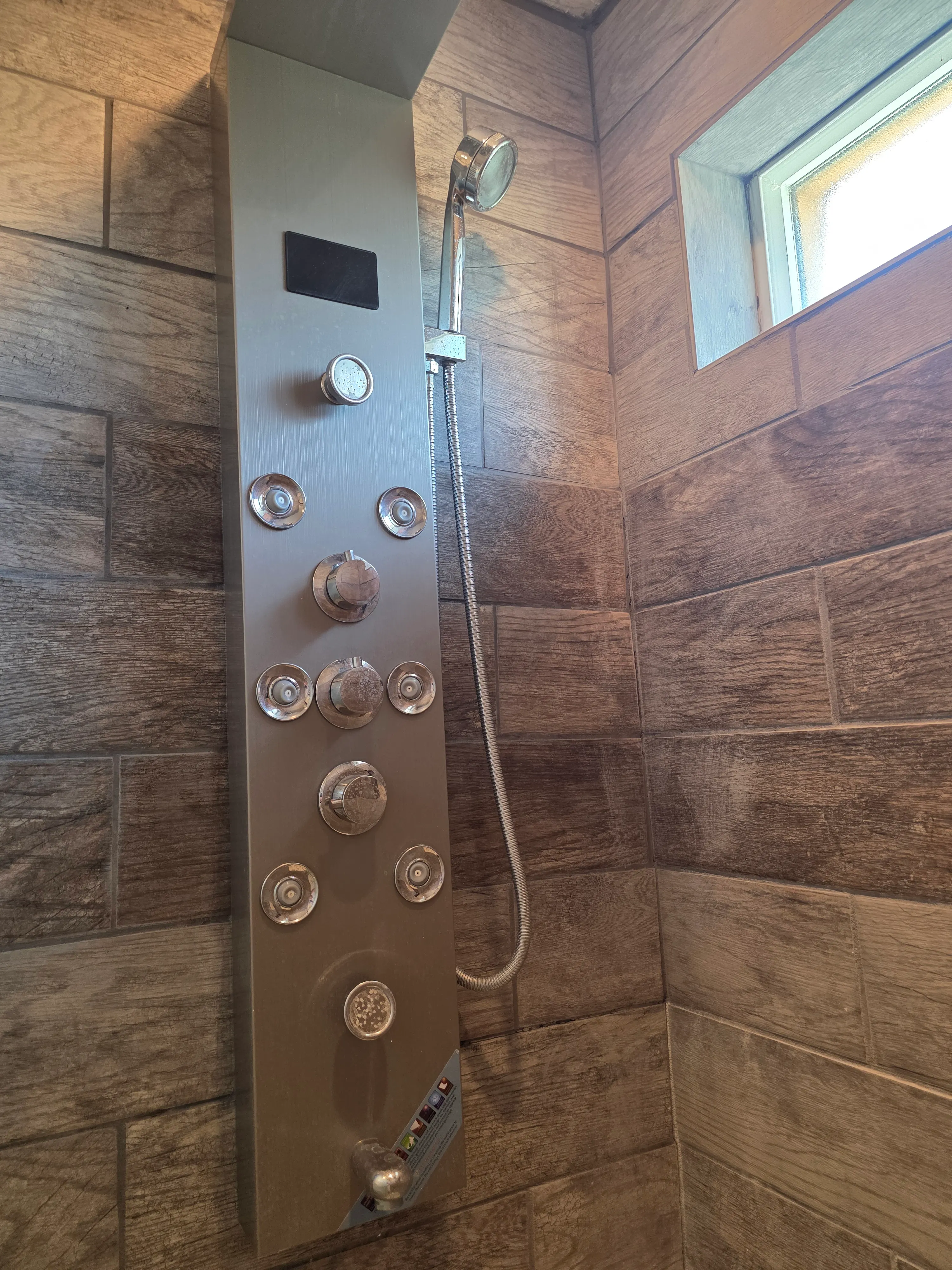 multi-jet shower panel closeup