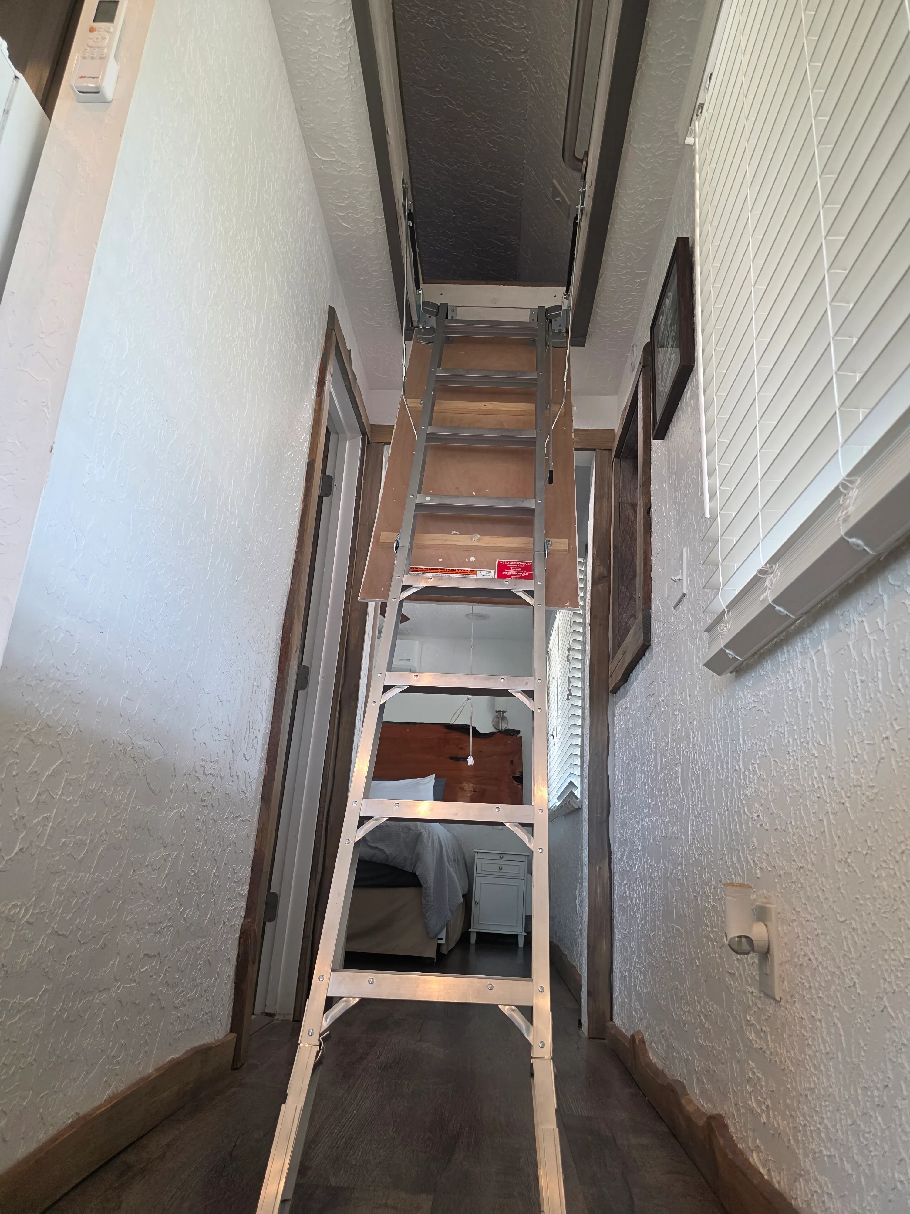 pull-down ladder to sleeping loft