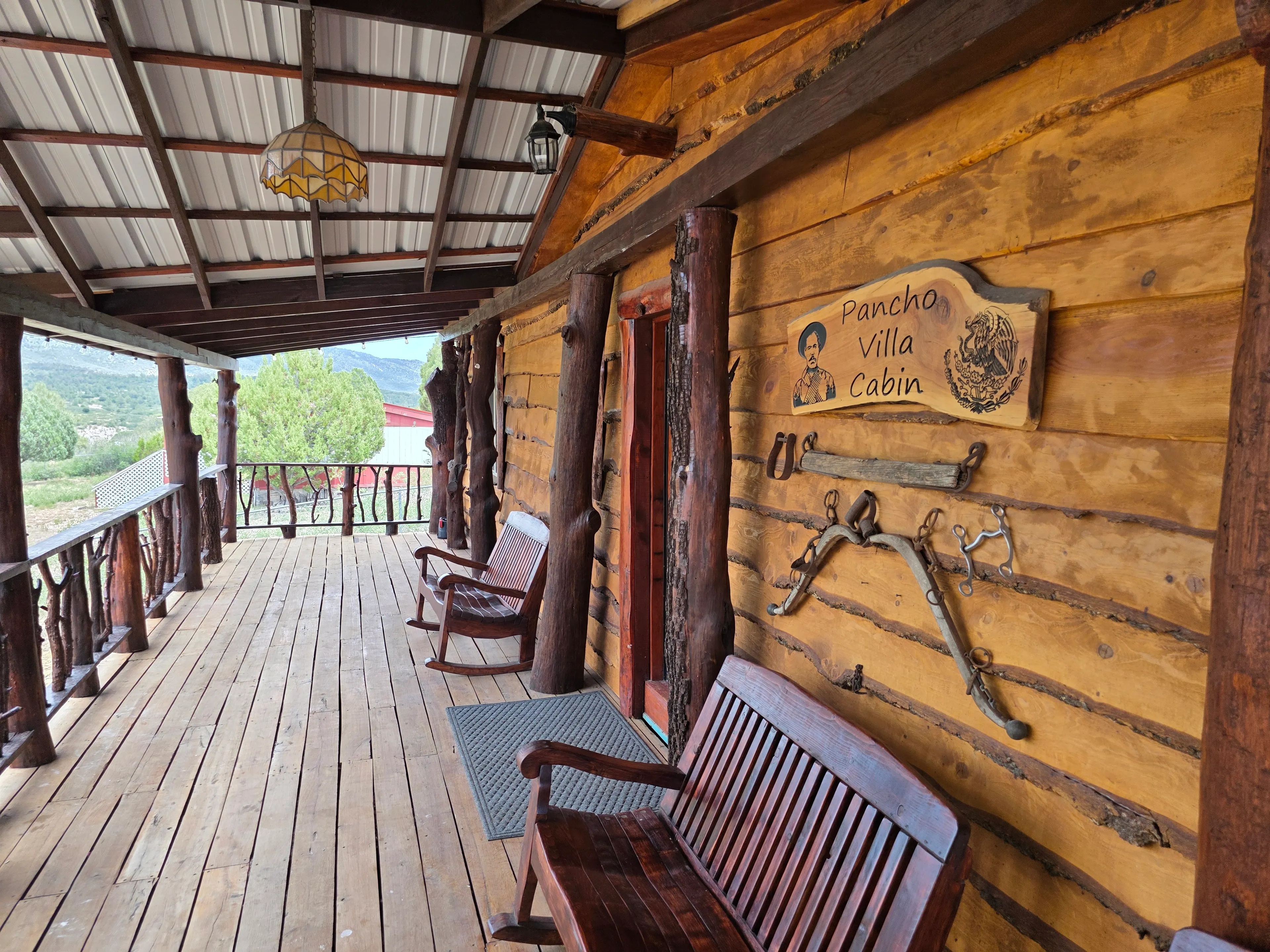Pancho Villa Cabin sign on porch