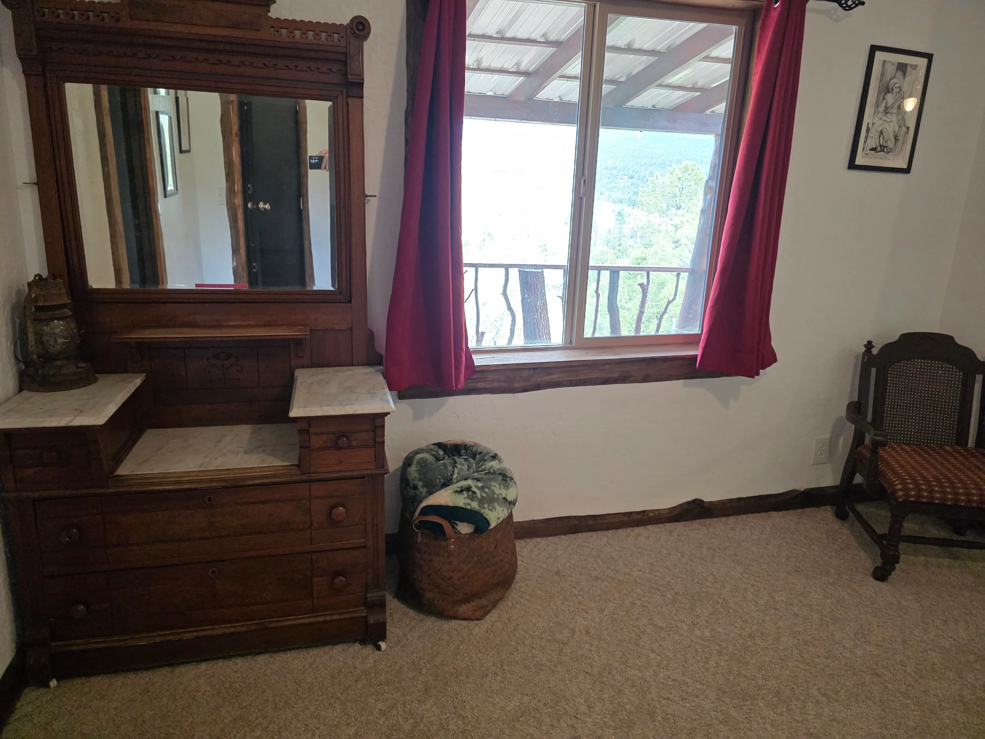 antique dresser and view window