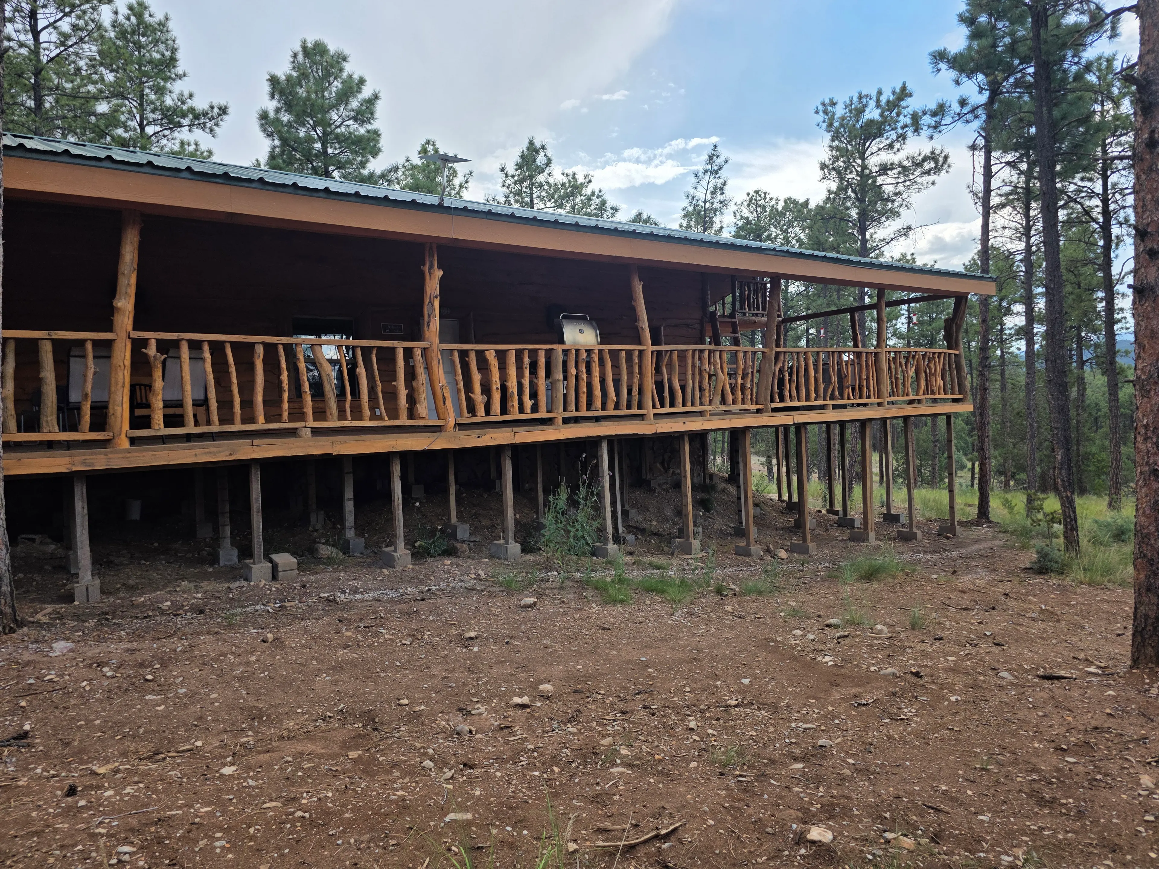 elevated deck side with grill