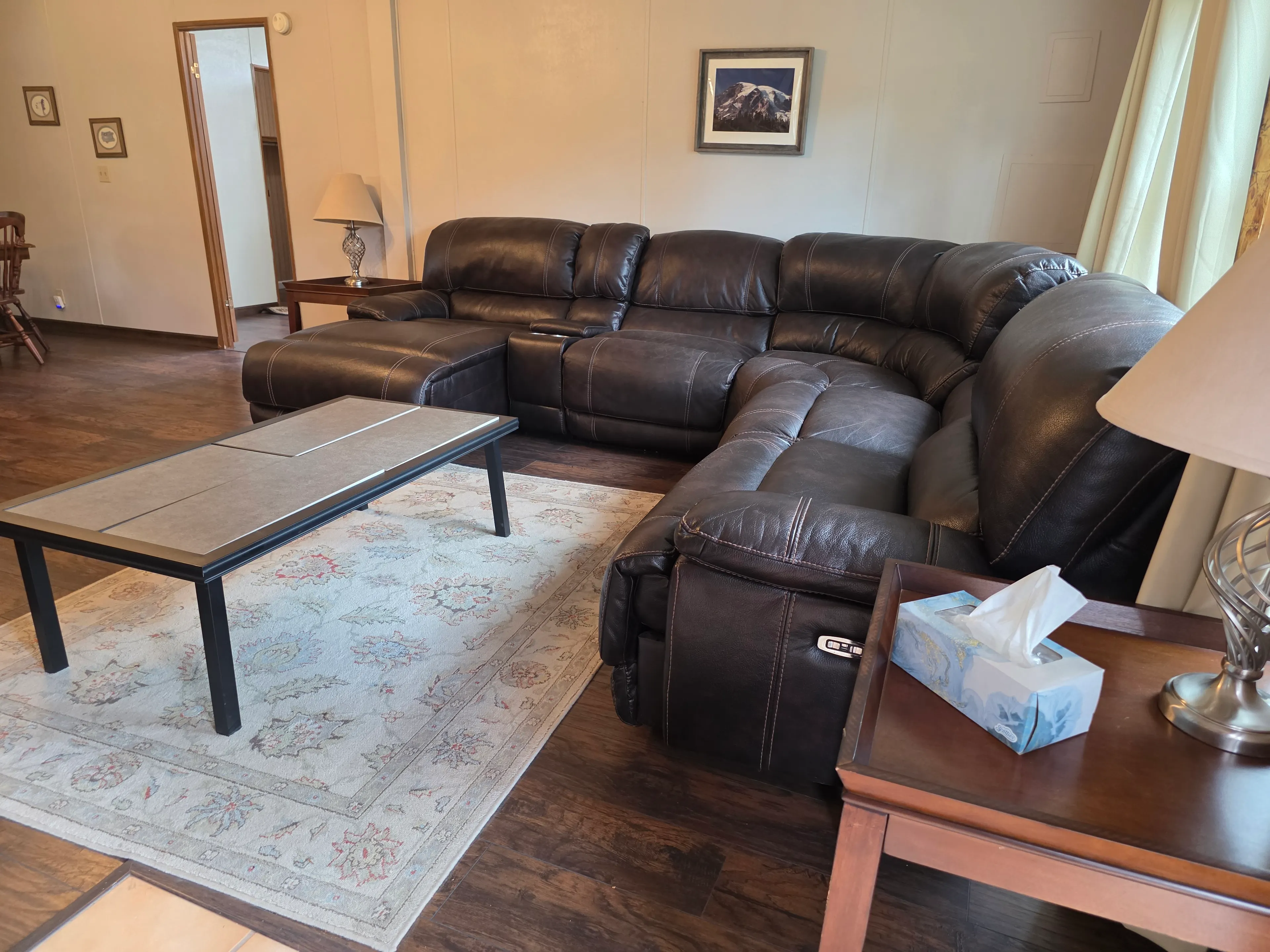 leather sectional with coffee table