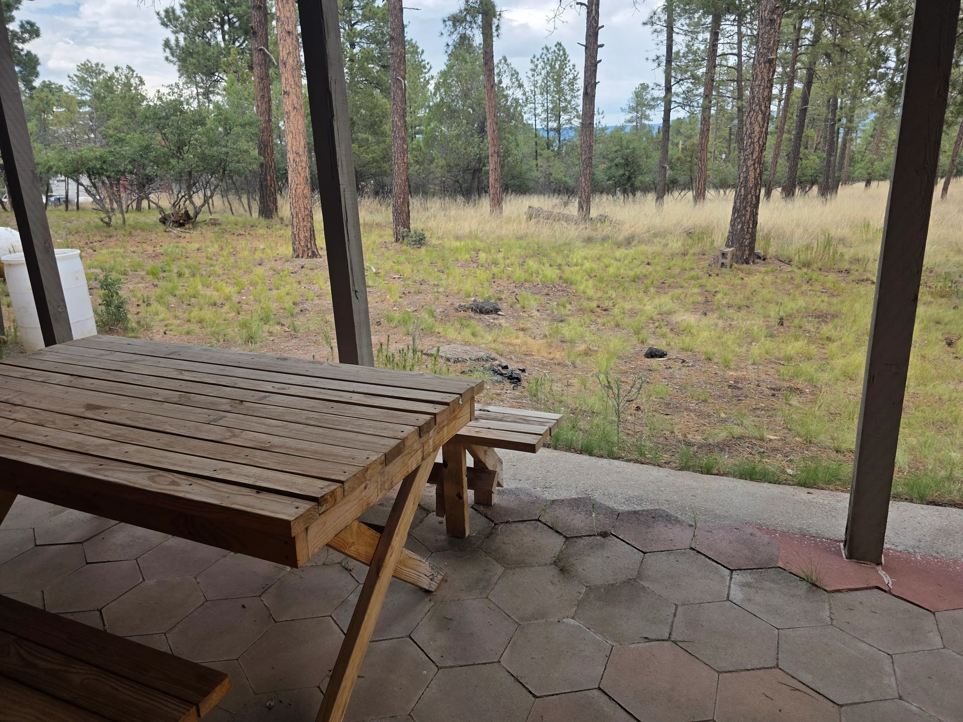 picnic table on paver patio