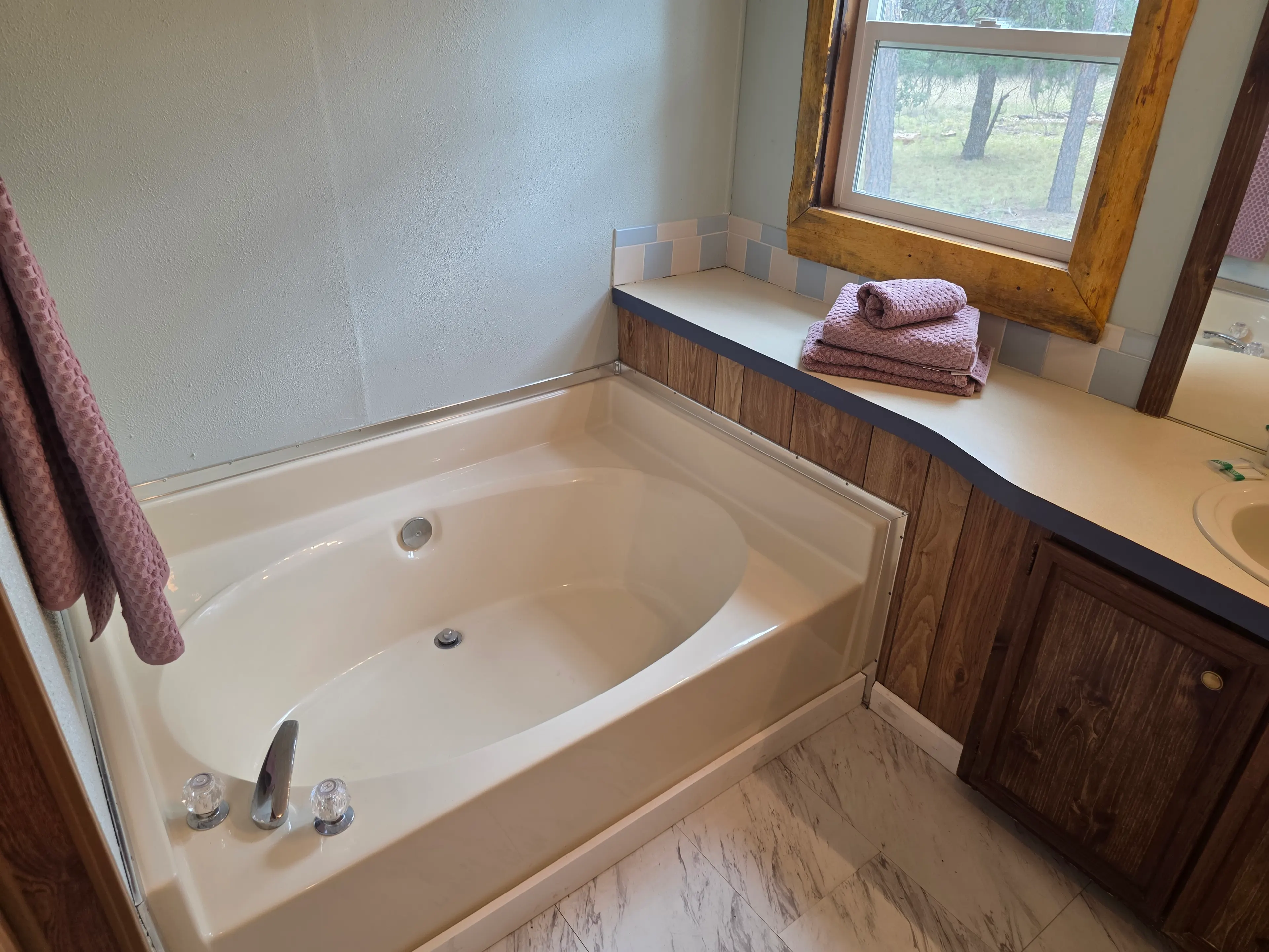 garden tub under window